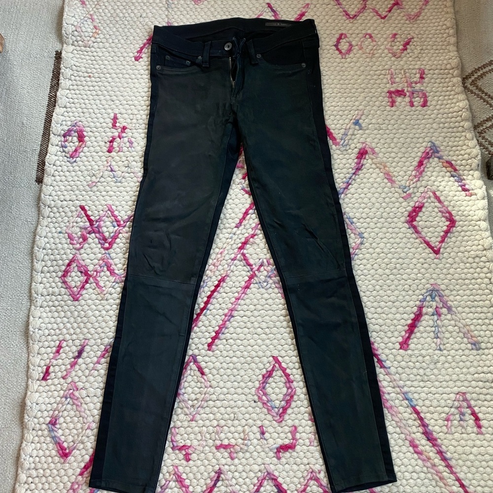Rag & Bone front suede black skinnies
